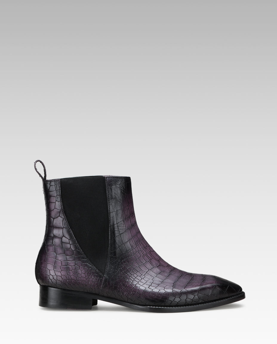 Imperial Noir Croc Chelsea Boot In Grey