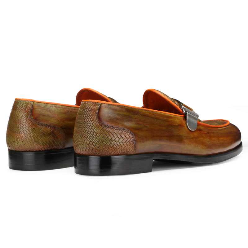 Raven Weave-Embossed Single Monk Slipons - Tan