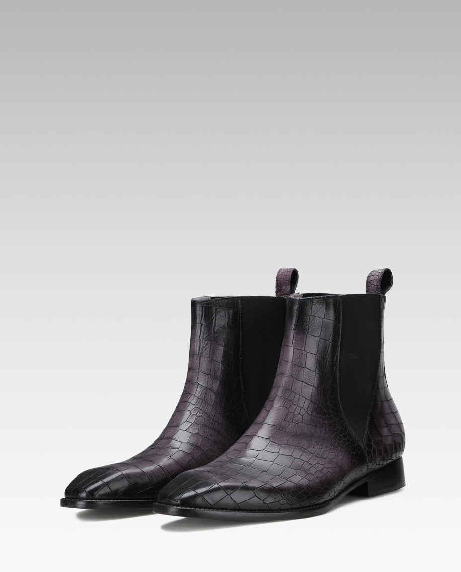 Imperial Noir Croc Chelsea Boot In Grey