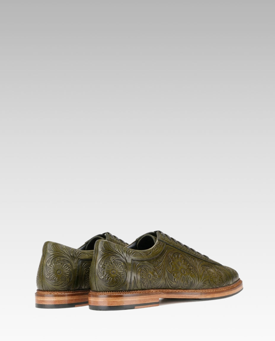Strumento Handtooled Derby in Olive