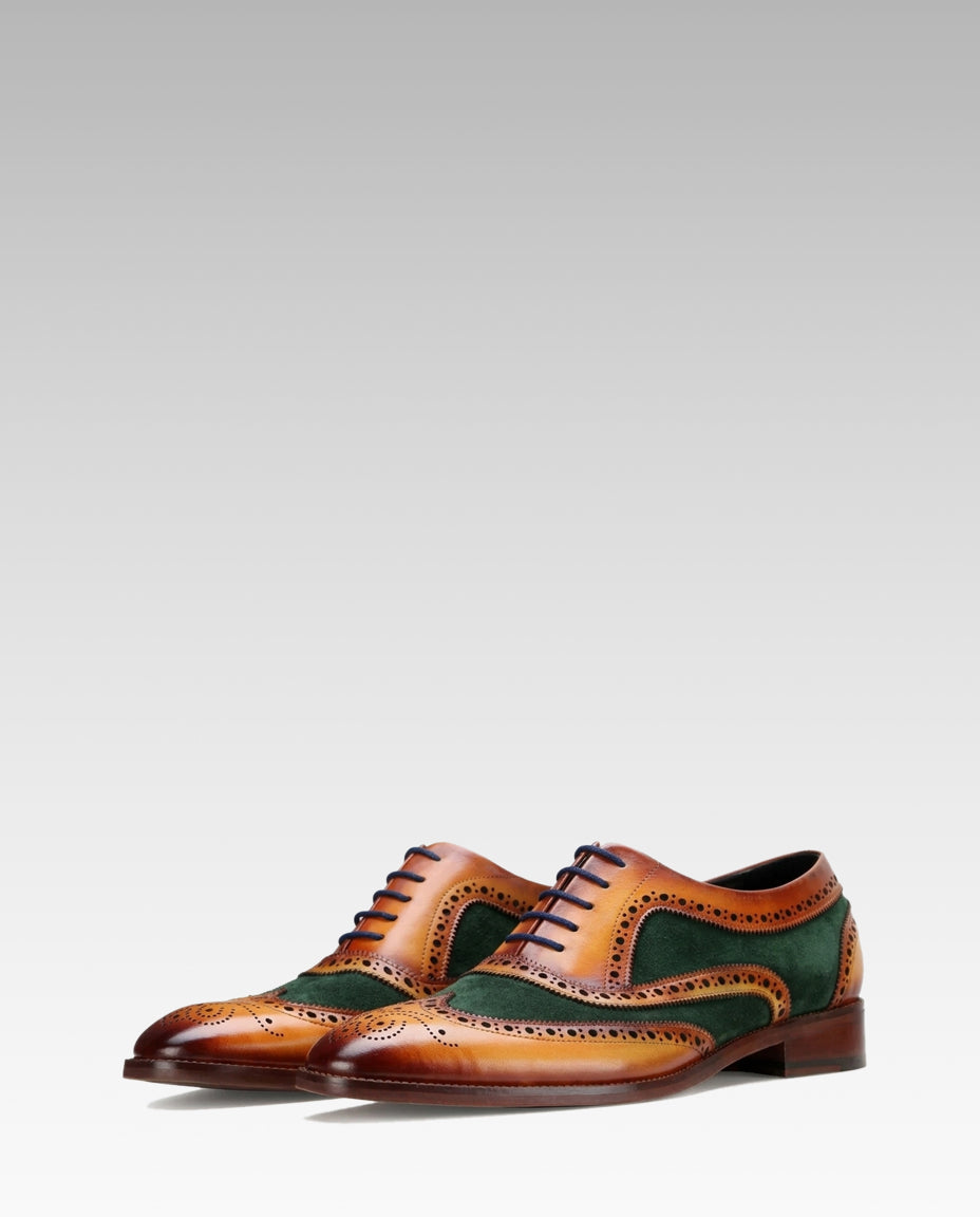 TanGreen Wingtip London Brogues