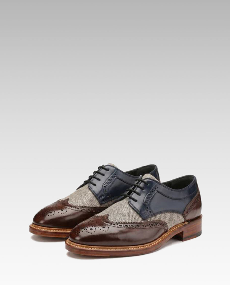 Draz Goodyear Welted Wingtip Brogues in Blue-Brown