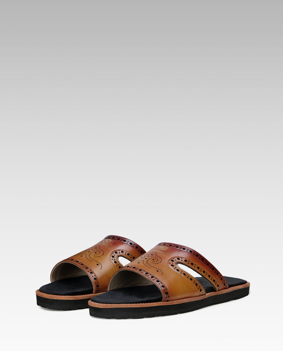The Windsor Hand Patina Leather Slippers
