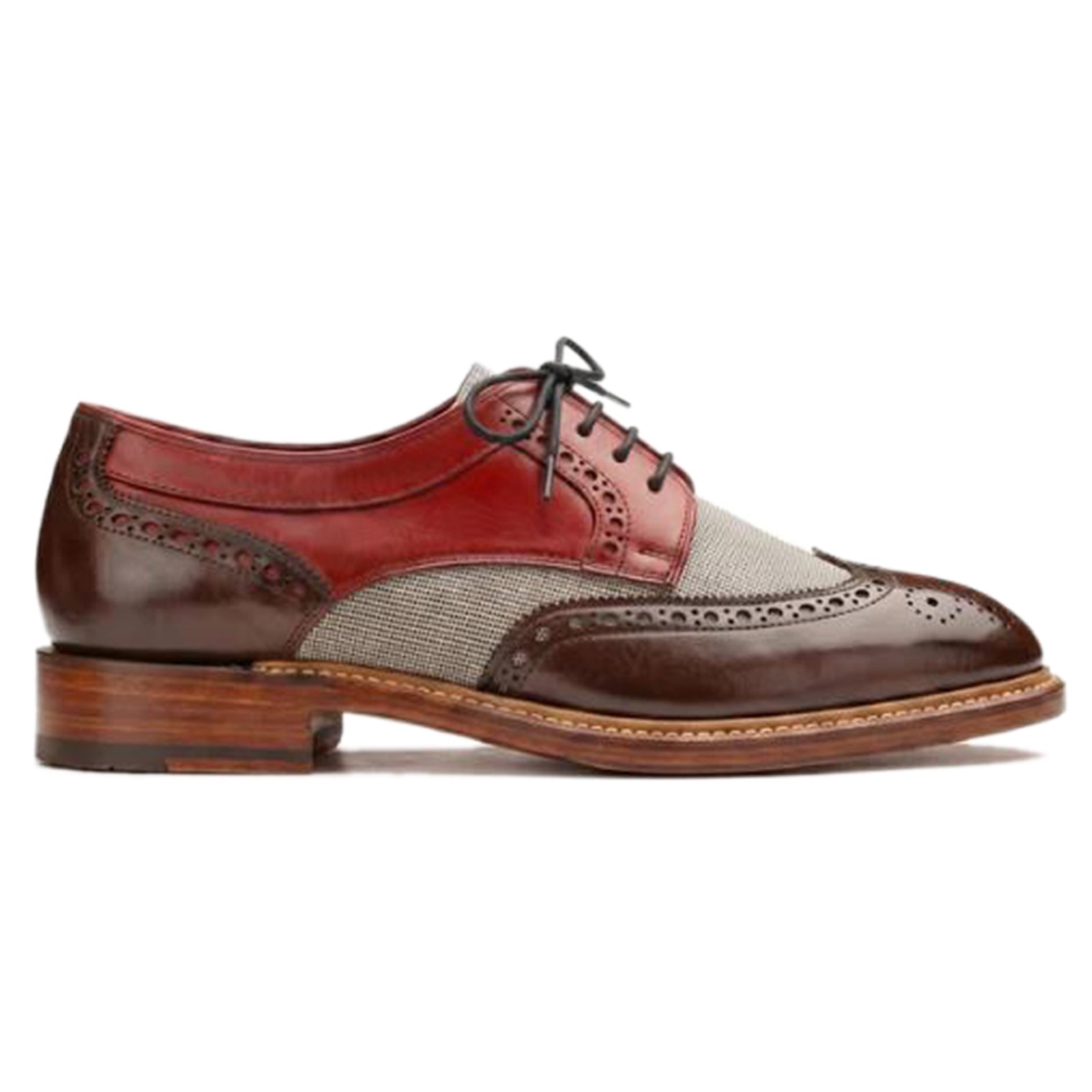 Draz Goodyear Welted Wingtip Brogues in WineRed-Brown