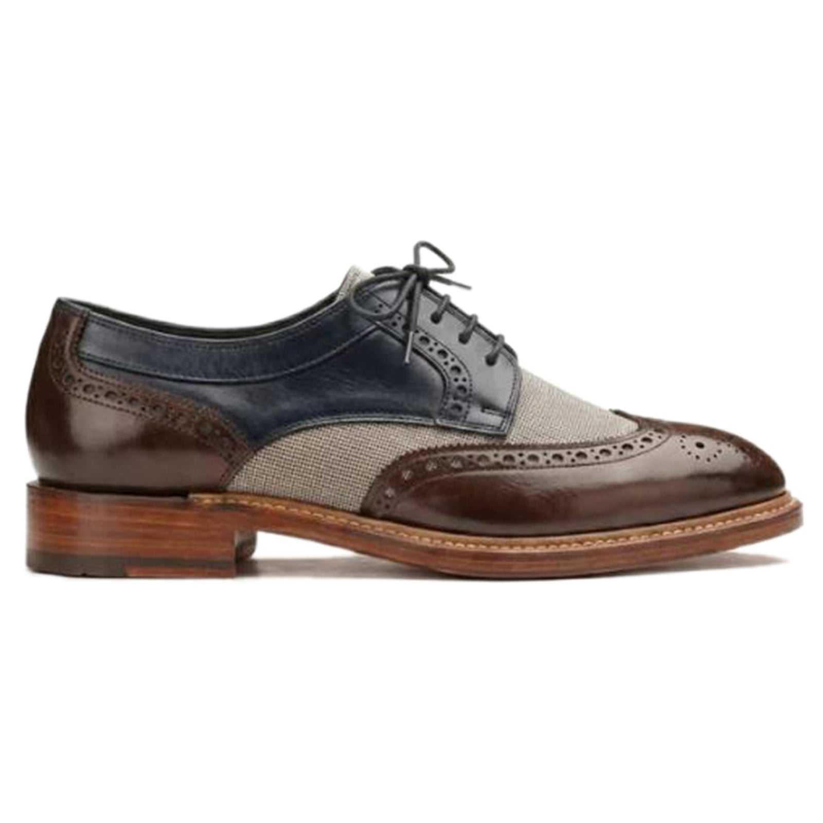 Draz Goodyear Welted Wingtip Brogues in Blue-Brown