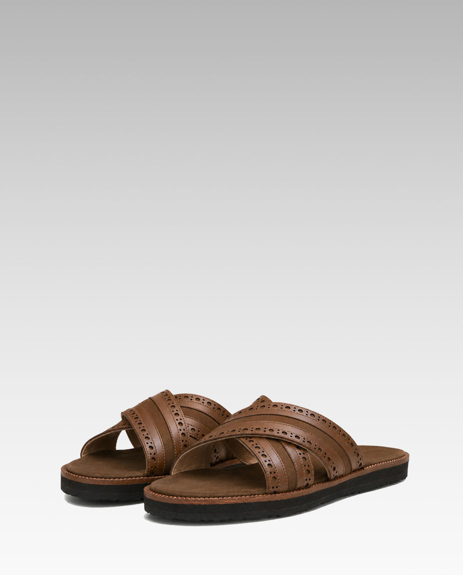 The Veneto Crossband Sliders in  Brown