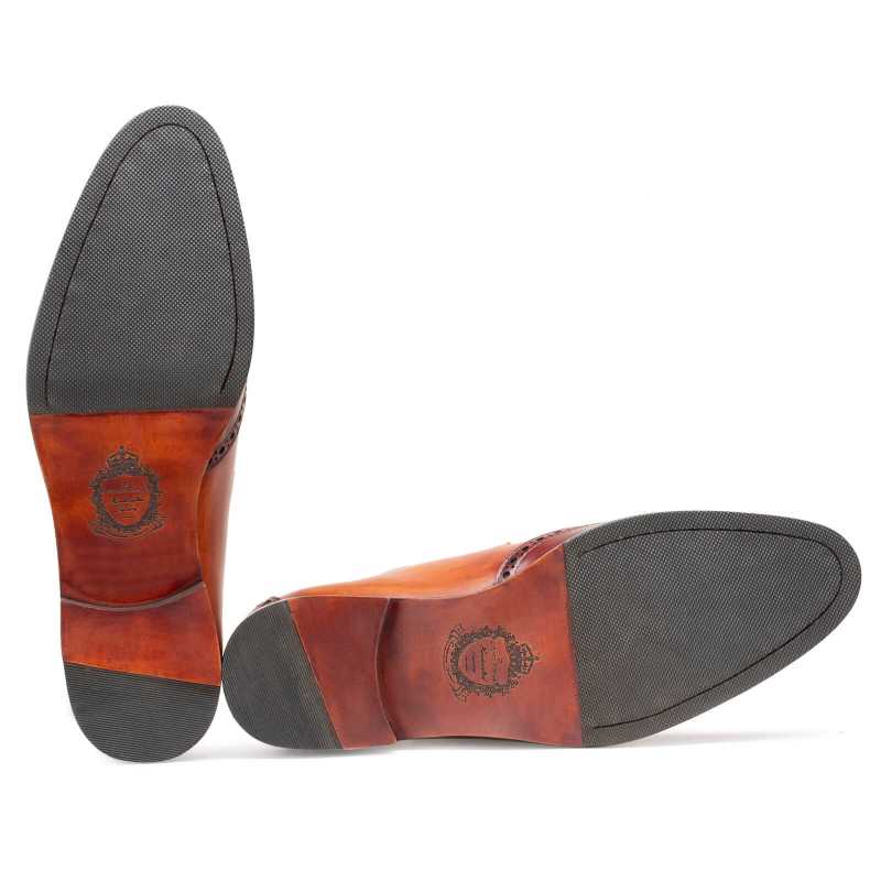 Tyler Wingtip Laceup Shoes with Dual Straps in Cognac