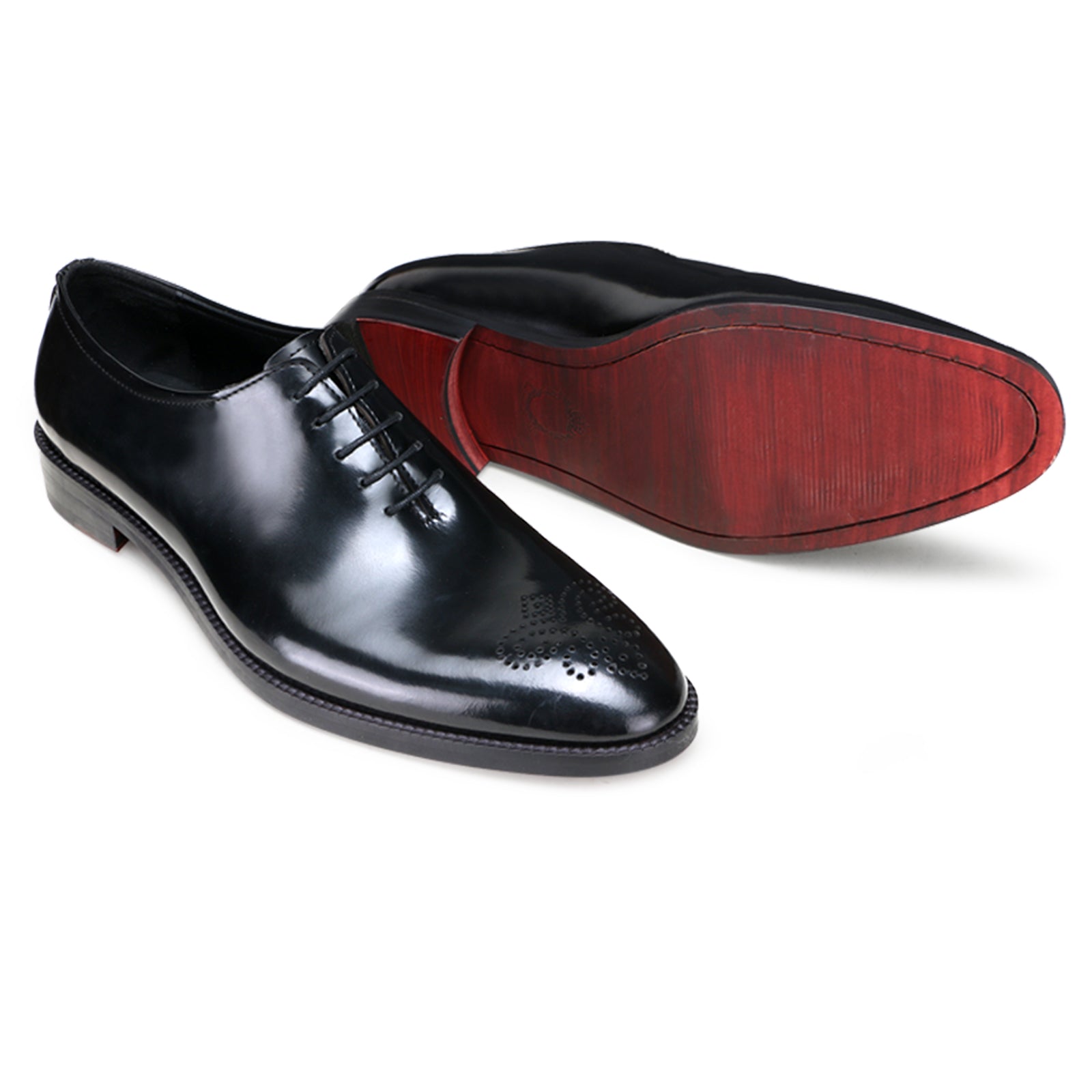 Black Medallion Wholecut Oxfords