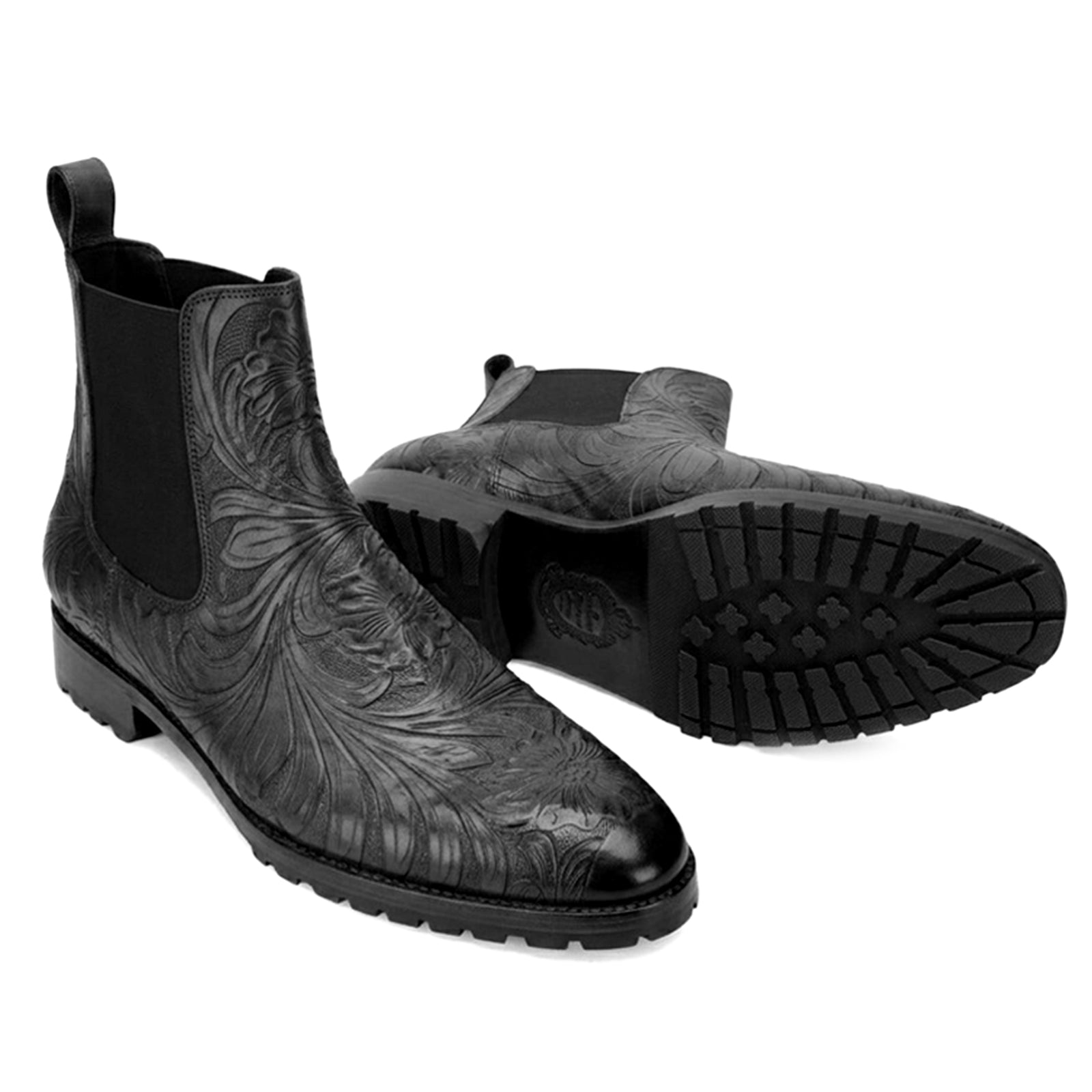 Florentine Handtooled Chelsea Boot In Black