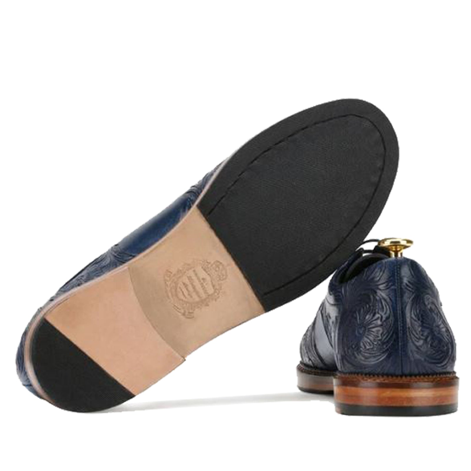 Strumento Handtooled Derby in Navy Blue