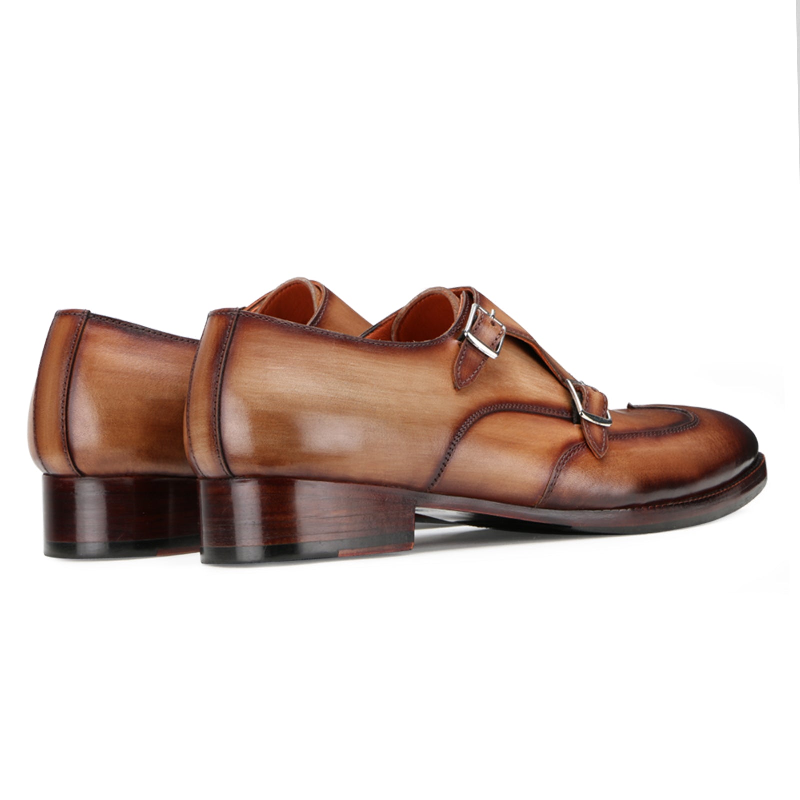 Pharoh Wingtip Double Monks in Tan