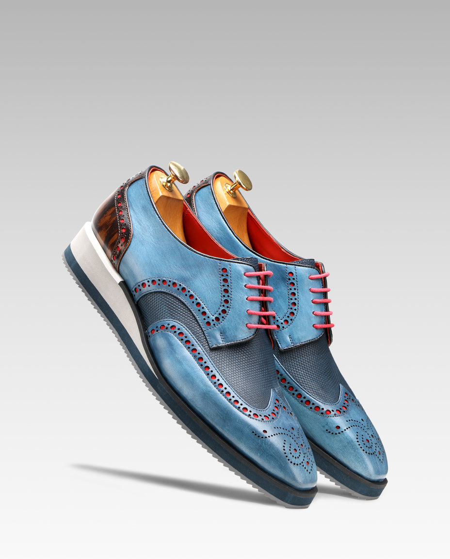 Saxton Wingtip Brogues - Blue Airflexlite