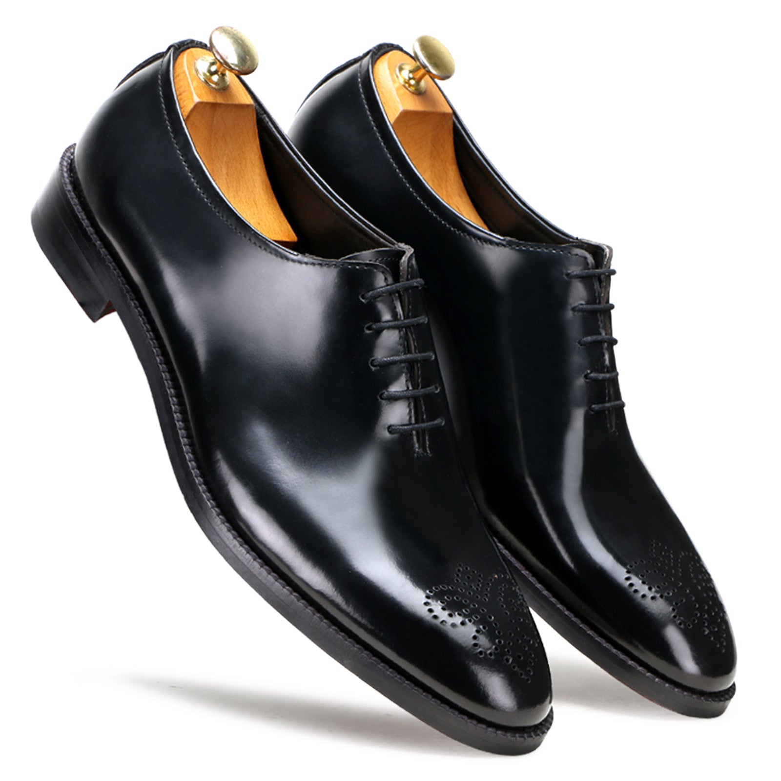 Black Medallion Wholecut Oxfords