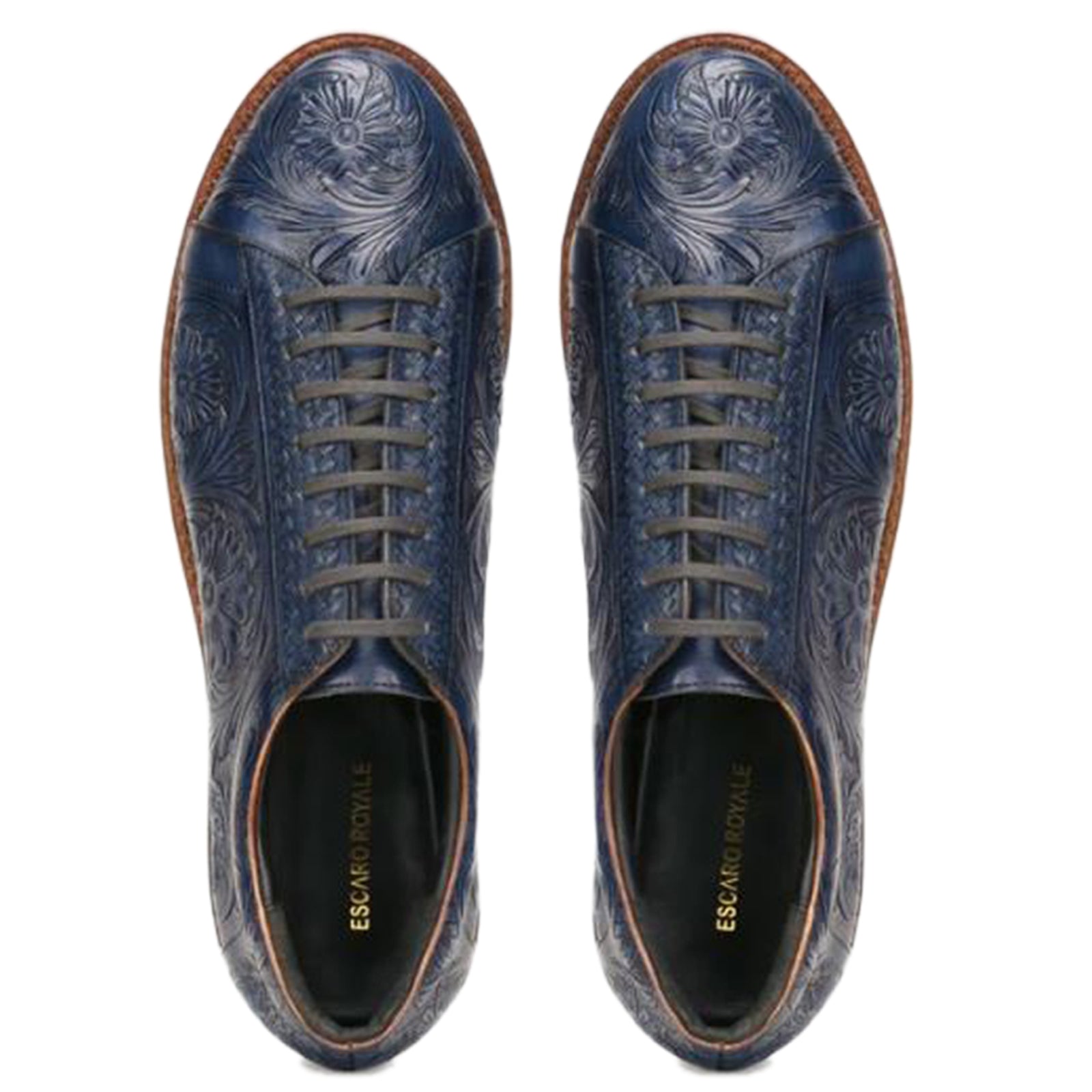 Strumento Handtooled Derby in Navy Blue