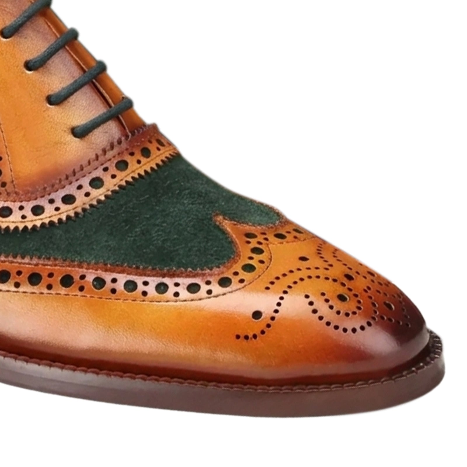 TanGreen Wingtip London Brogues
