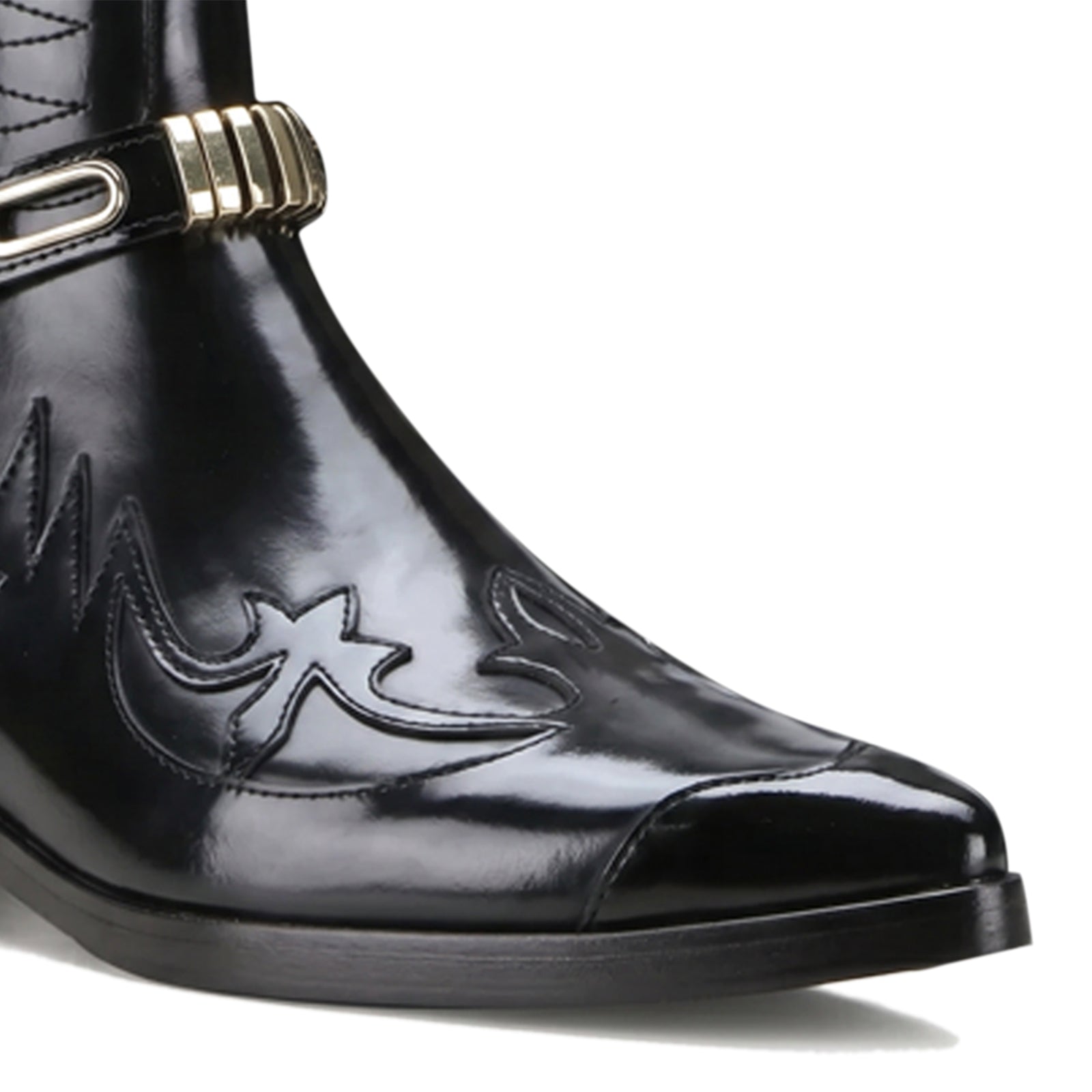 Santiago Goodyear Welted Cowboy Boots in Black with Cuban Heel
