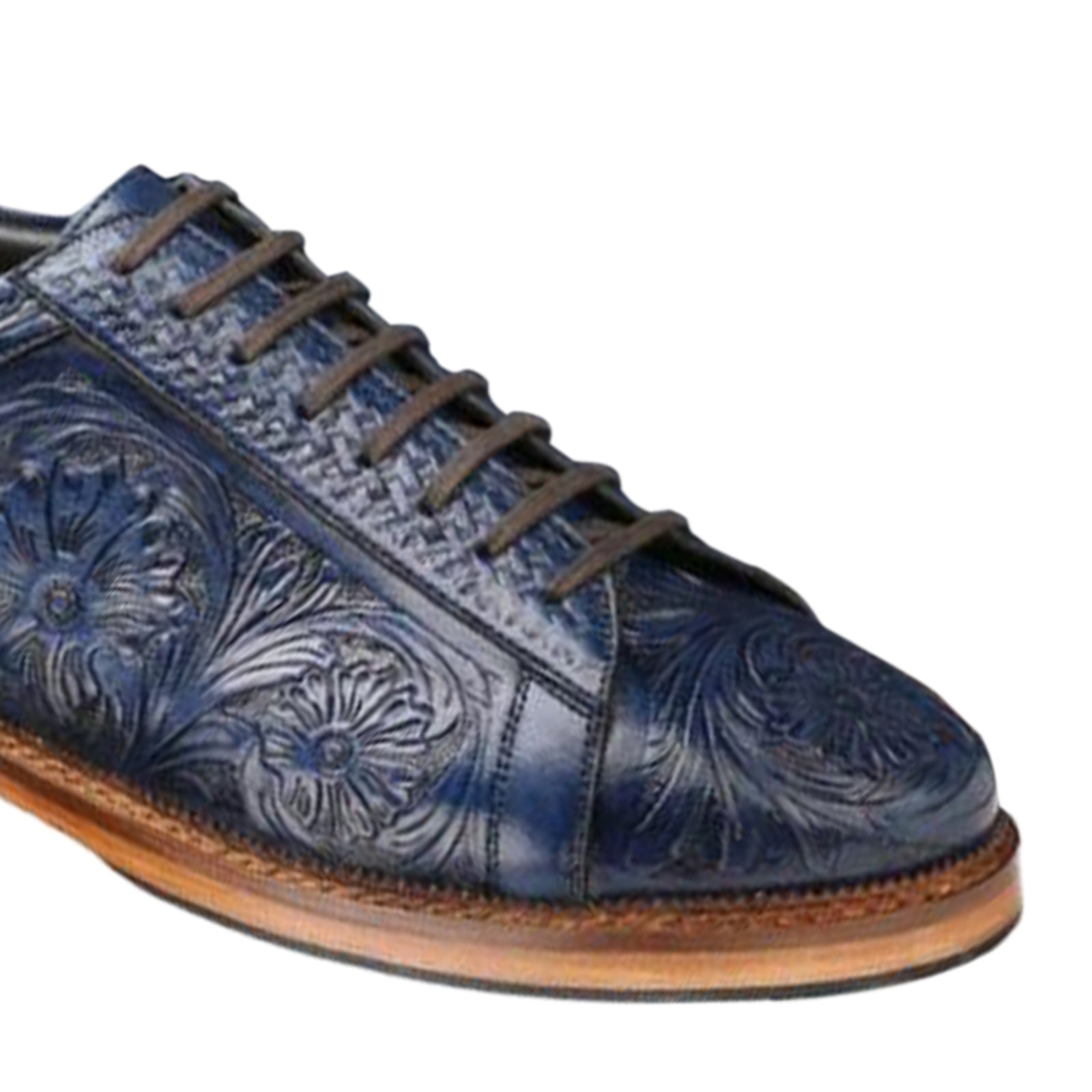 Strumento Handtooled Derby in Navy Blue