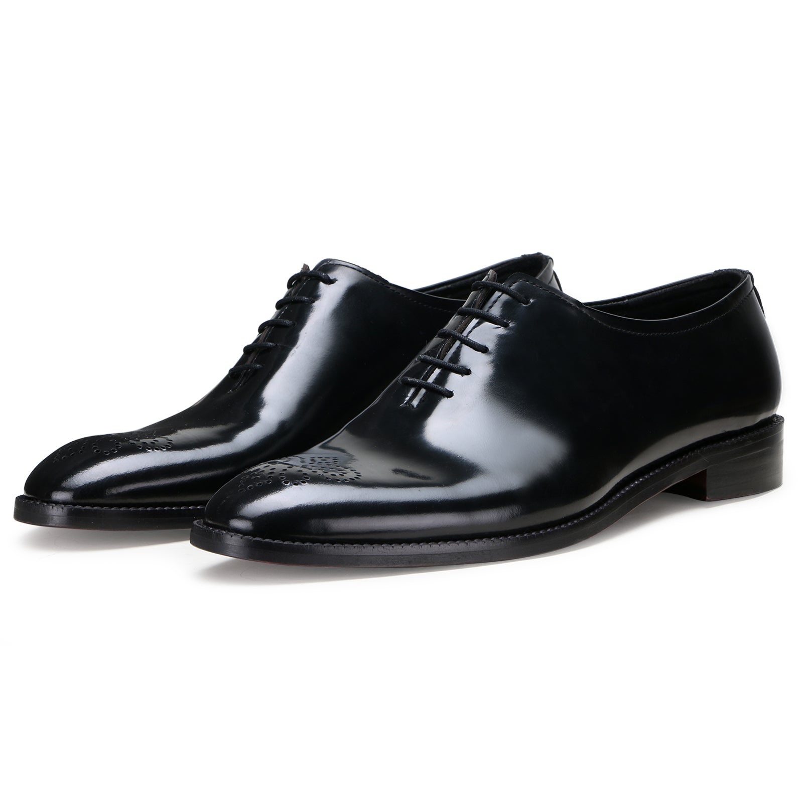 Black Medallion Wholecut Oxfords