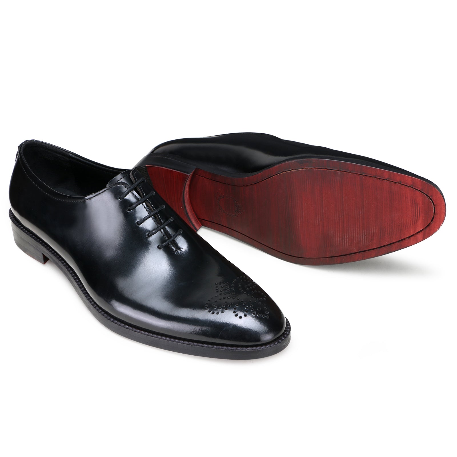 Black Medallion Wholecut Oxfords