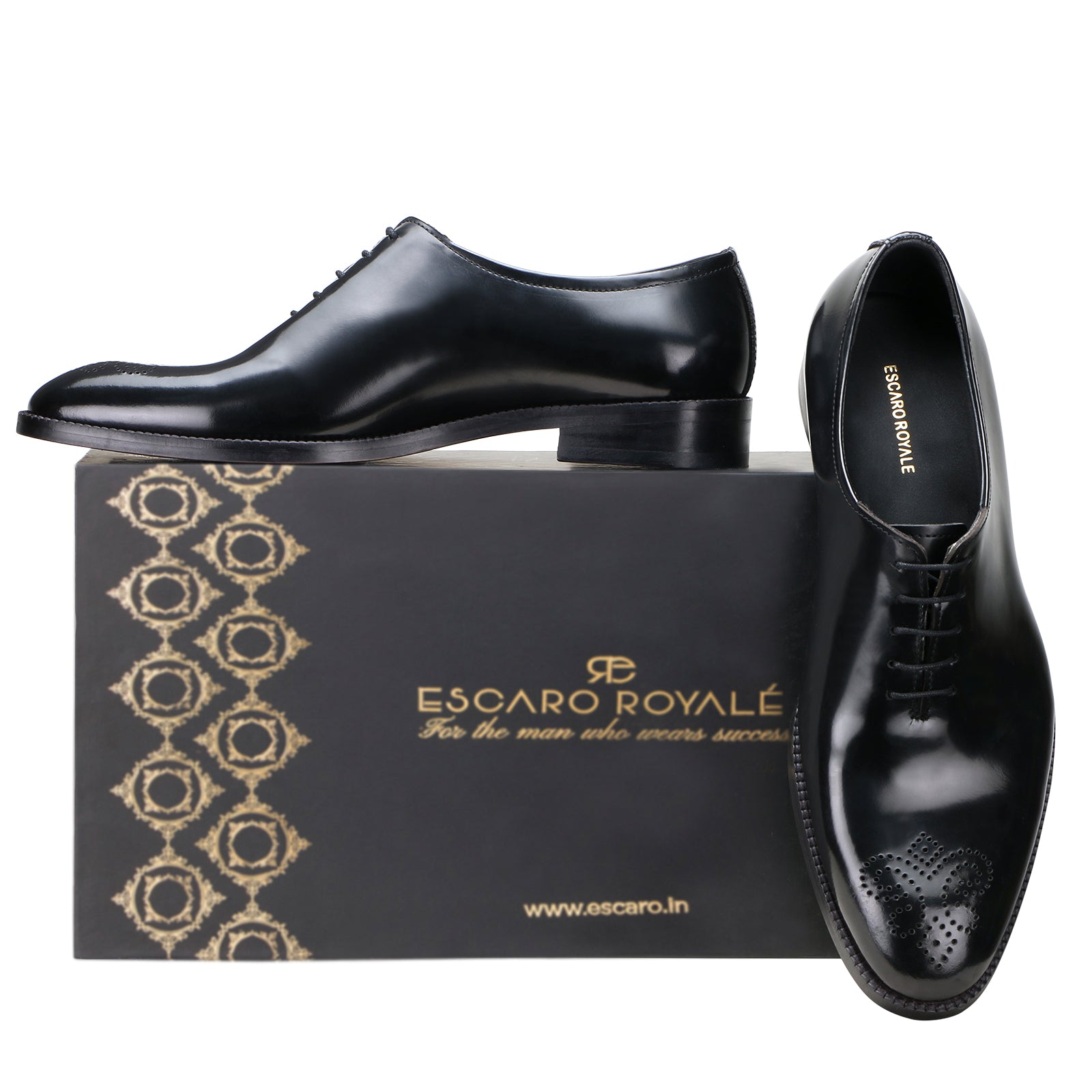 Black Medallion Wholecut Oxfords