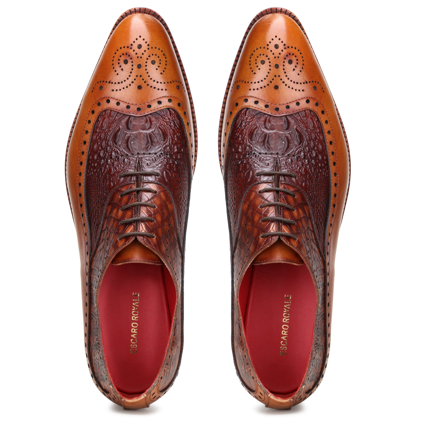 The Cabot Triple Textured Oxfords in Tan-Brown with Metal Toe Plate Detail
