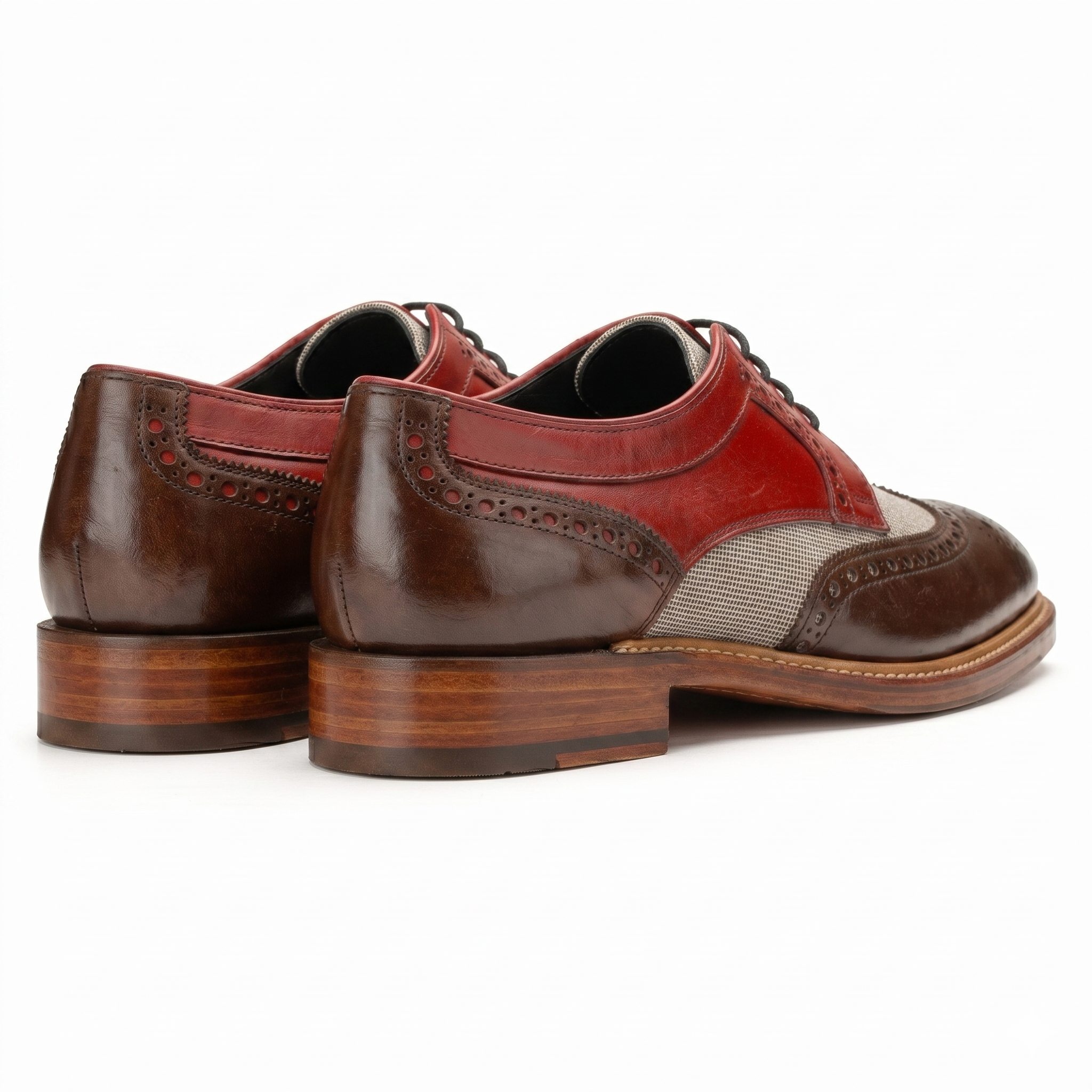 Draz Goodyear Welted Wingtip Brogues in WineRed-Brown