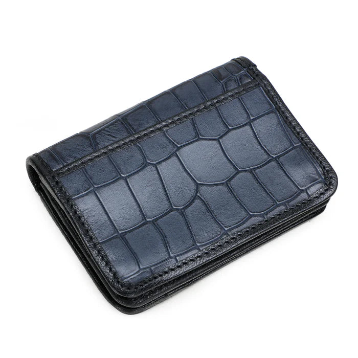 LUCAS Croco-Embossed Hand-Painted Leather Bi-Fold Wallet
