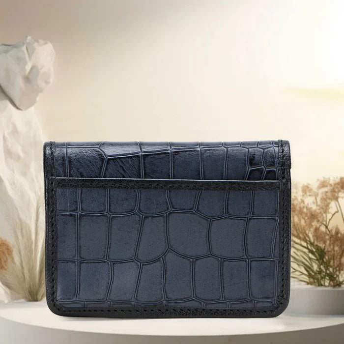 LUCAS Croco-Embossed Hand-Painted Leather Bi-Fold Wallet