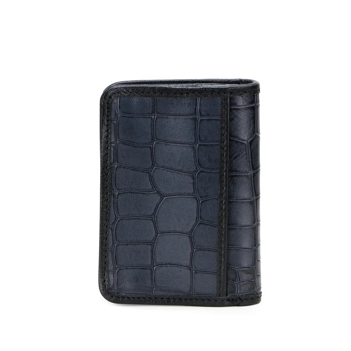 LUCAS Croco-Embossed Hand-Painted Leather Bi-Fold Wallet