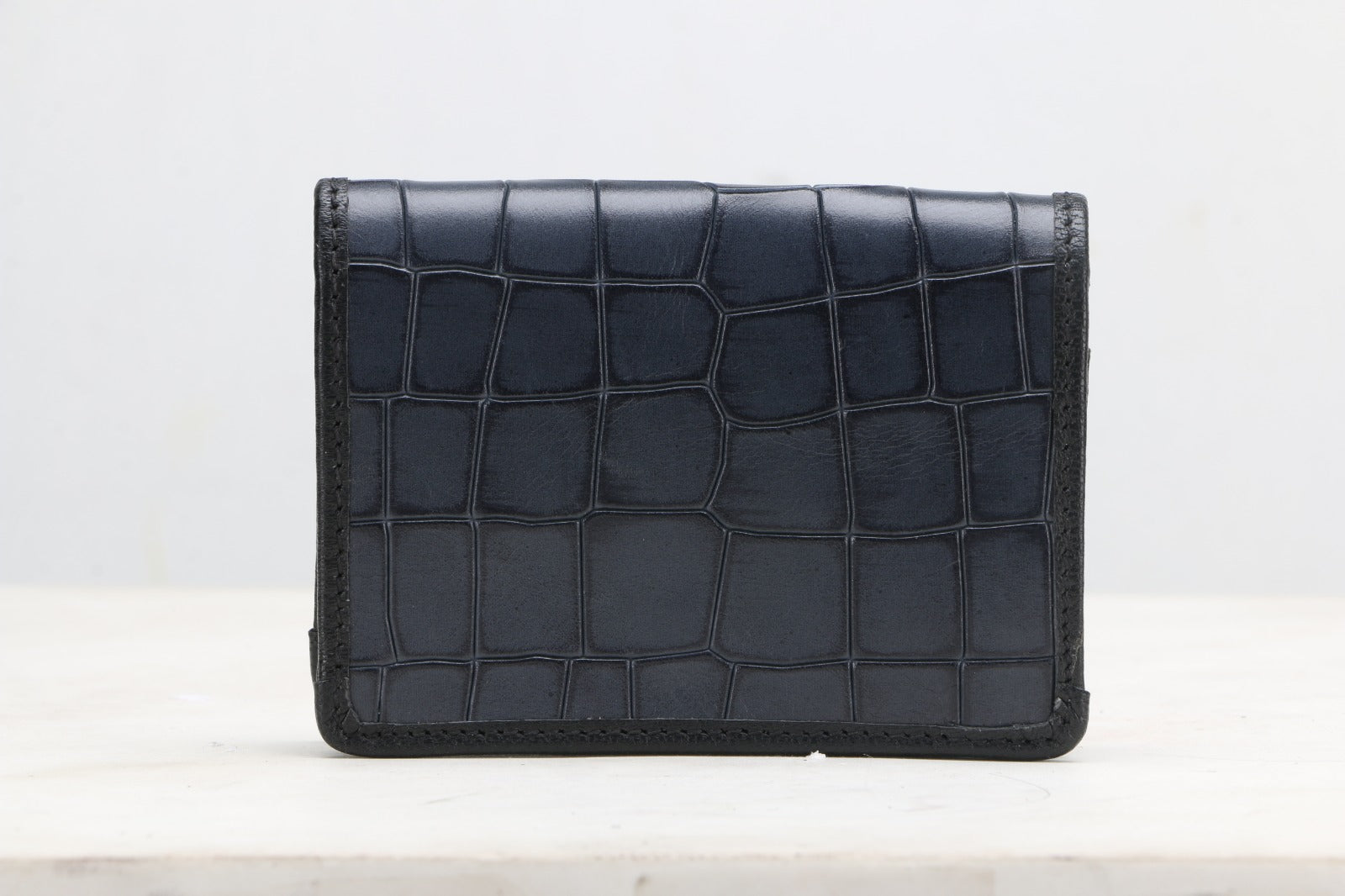 LUCAS Croco-Embossed Hand-Painted Leather Bi-Fold Wallet