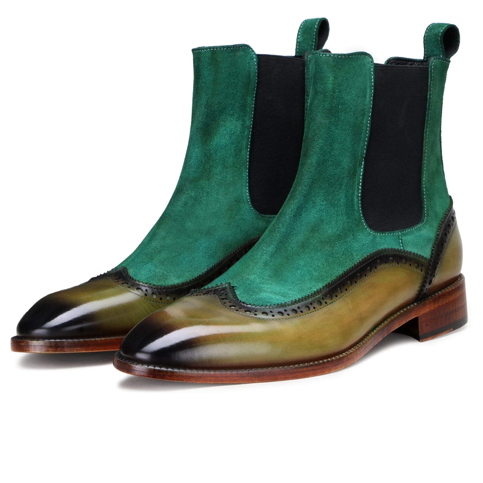 Ashcroft Chelsea Boots with Taper Toe in Olive-Green