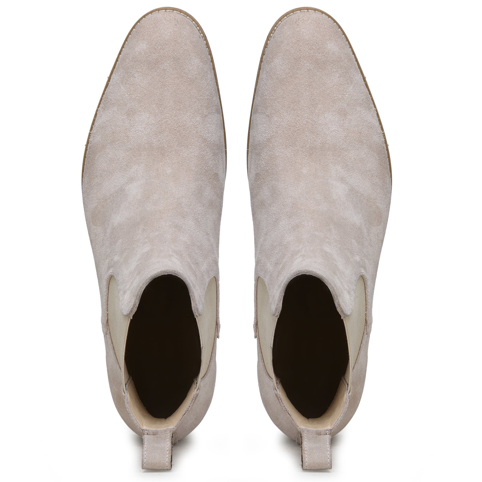 Monochrome Suede Chelsea Boots in Cream