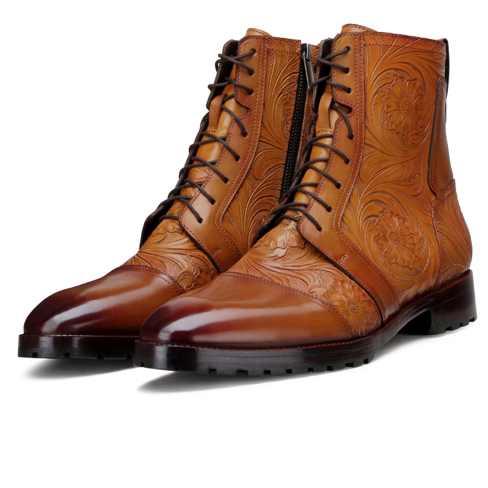 Florentine Handtooled Dress Boot In Tan