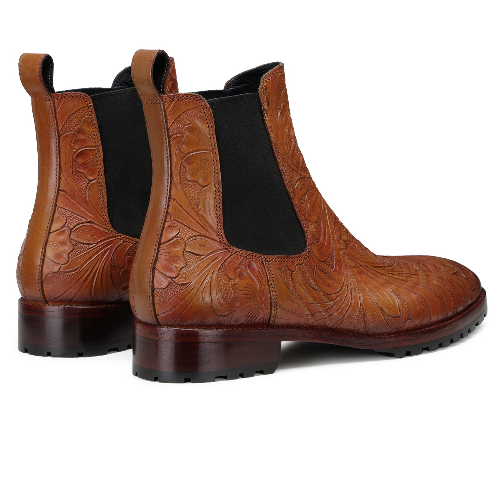 Handtooled Florentine Chelsea Boot In Cognac