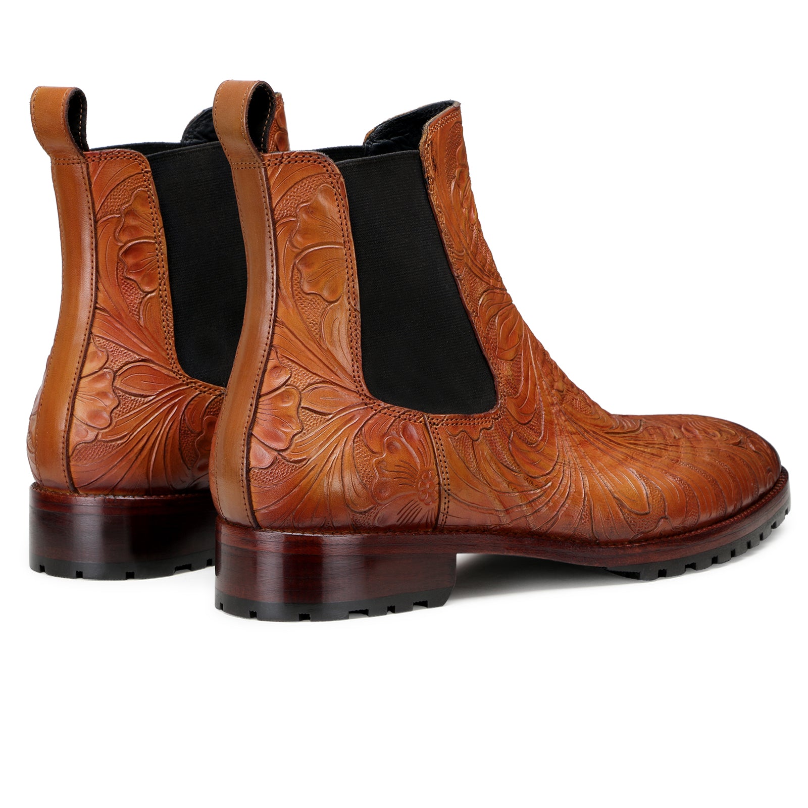 Florentine Handtooled Chelsea Boot In Cognac