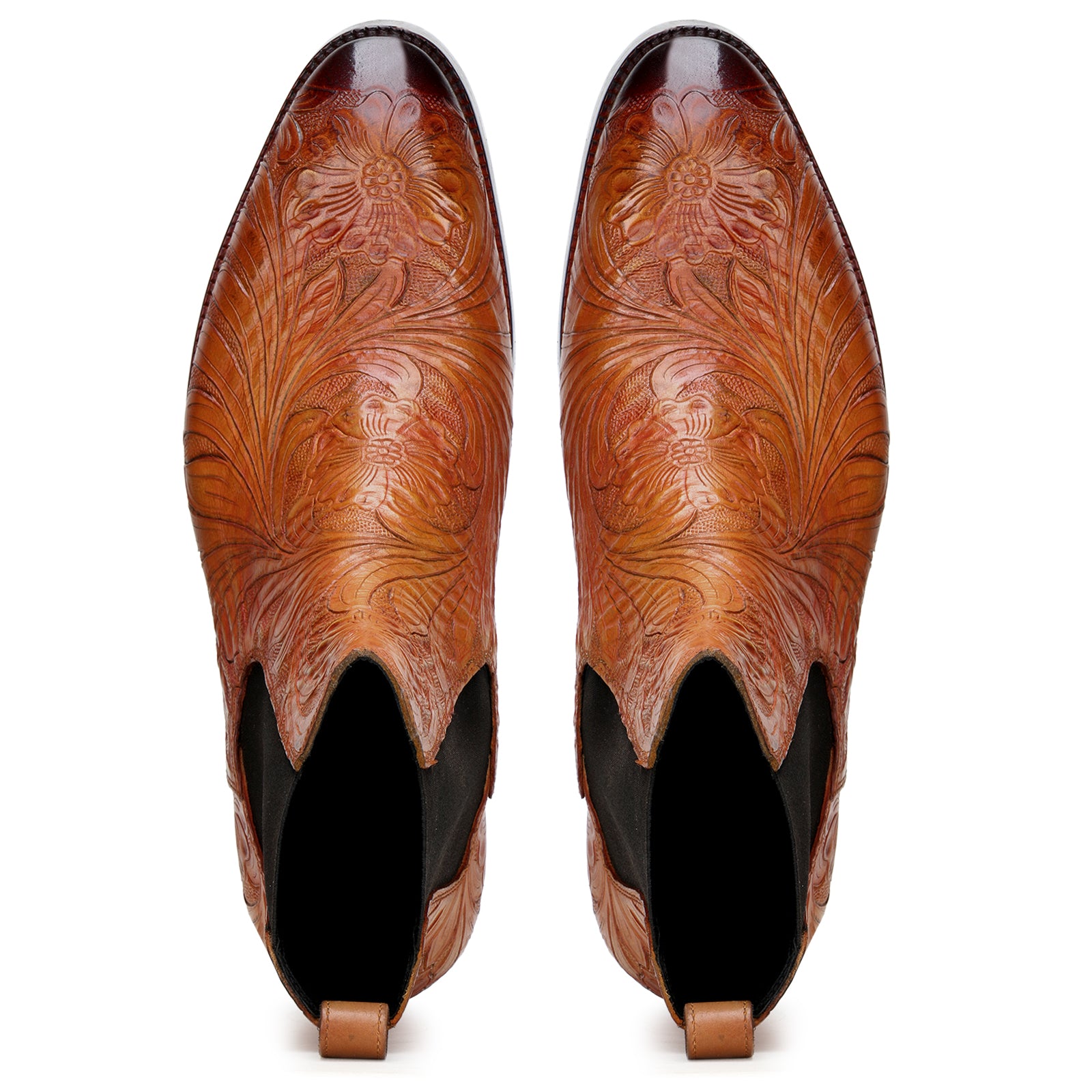 Florentine Handtooled Chelsea Boot In Cognac