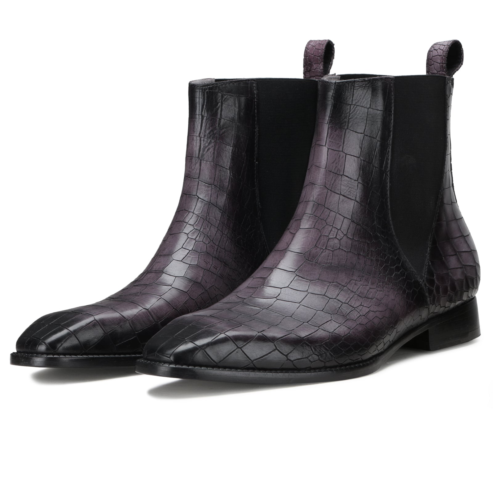 Imperial Noir Croc Chelsea Boot In Grey