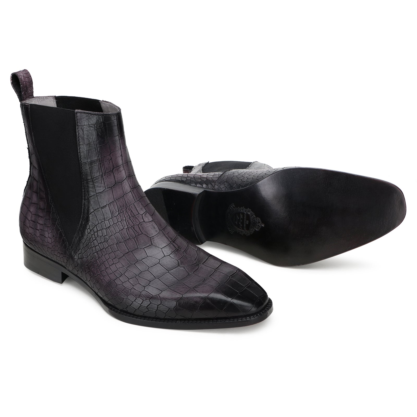 Imperial Noir Croc Chelsea Boot In Grey