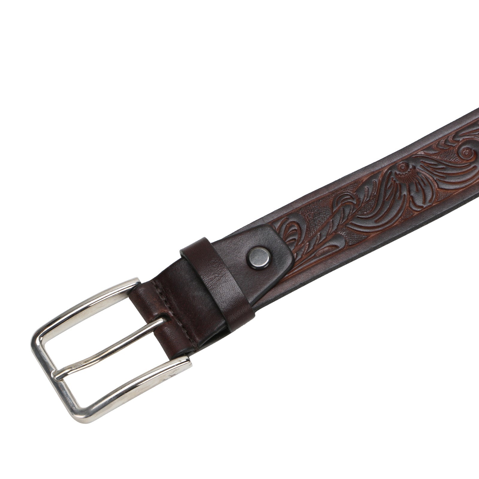 Christiano Hand Crafted Hand Tooled Leather Belt In Black-Brown