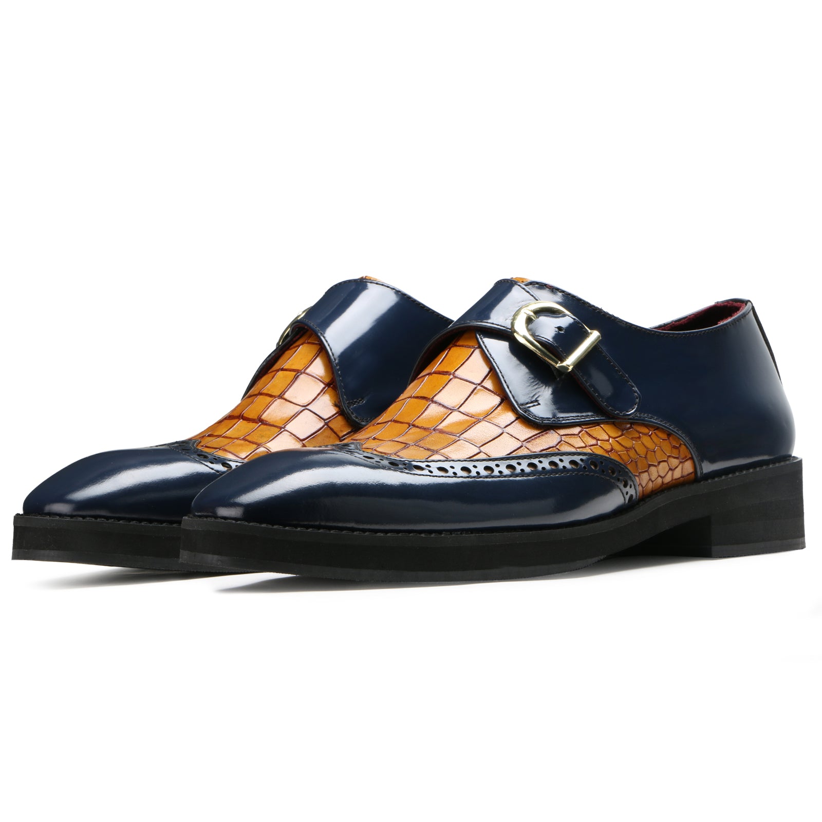Arista Textured Monk Strap Shoes