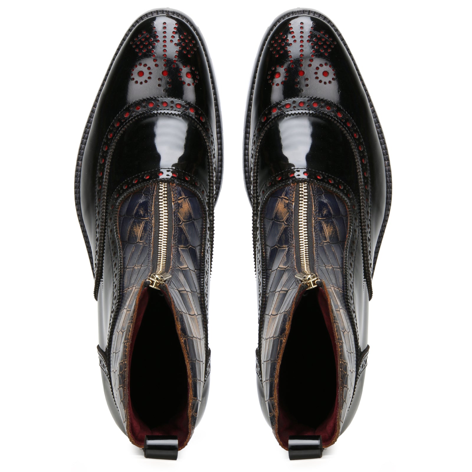 Ripper Black Deepcroc Zipper Leather Boots