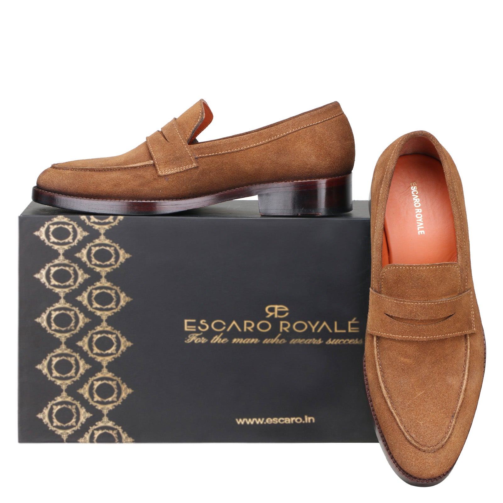 Escaro Royale Stravon Suede Loafers in Brown