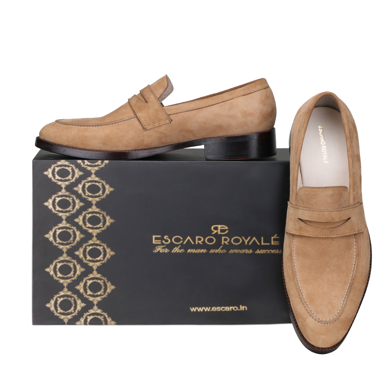Escaro Royale Stravon Suede Loafers in Tan