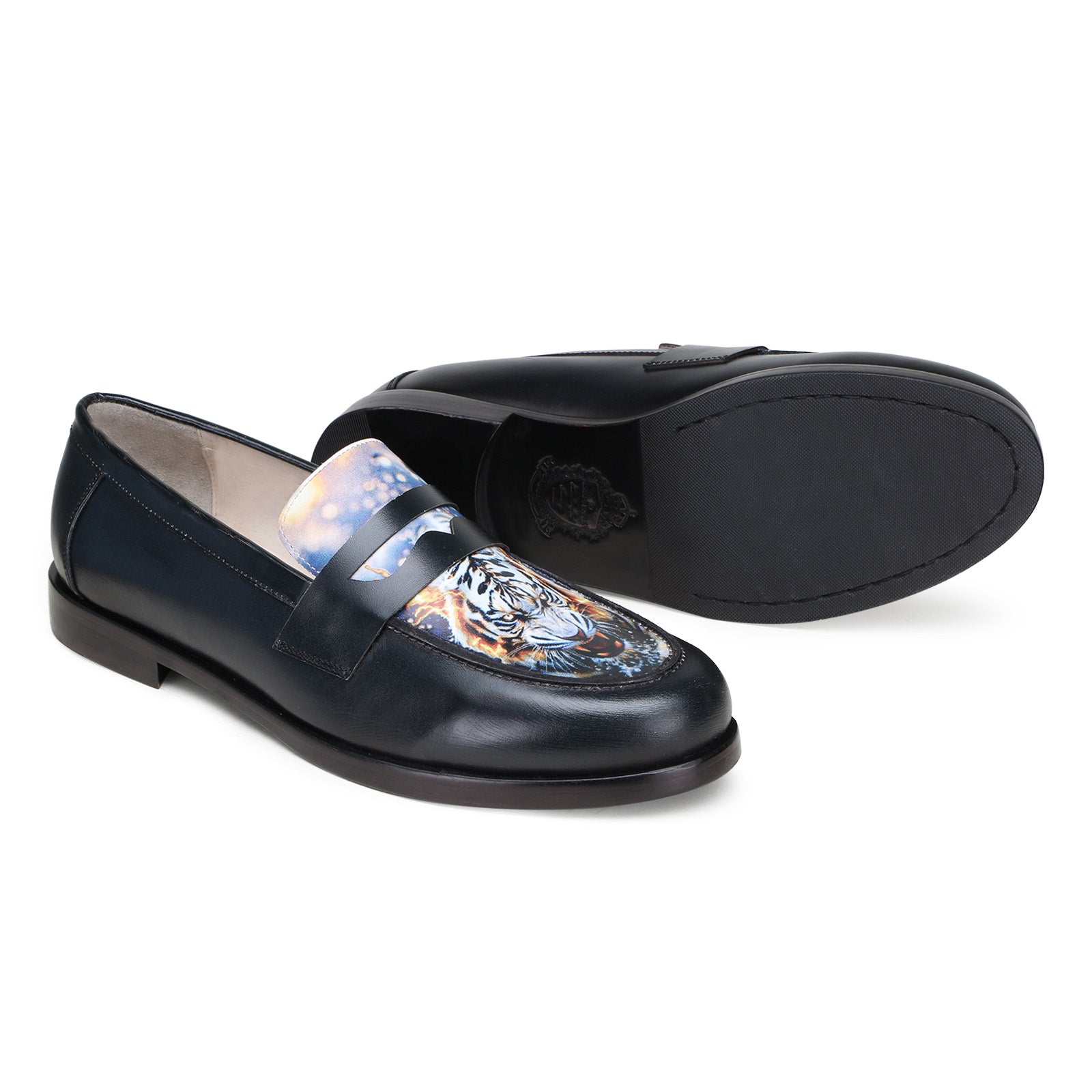 Escaro Royale Camden Craft  Leather shoes in Black-Blue for Men