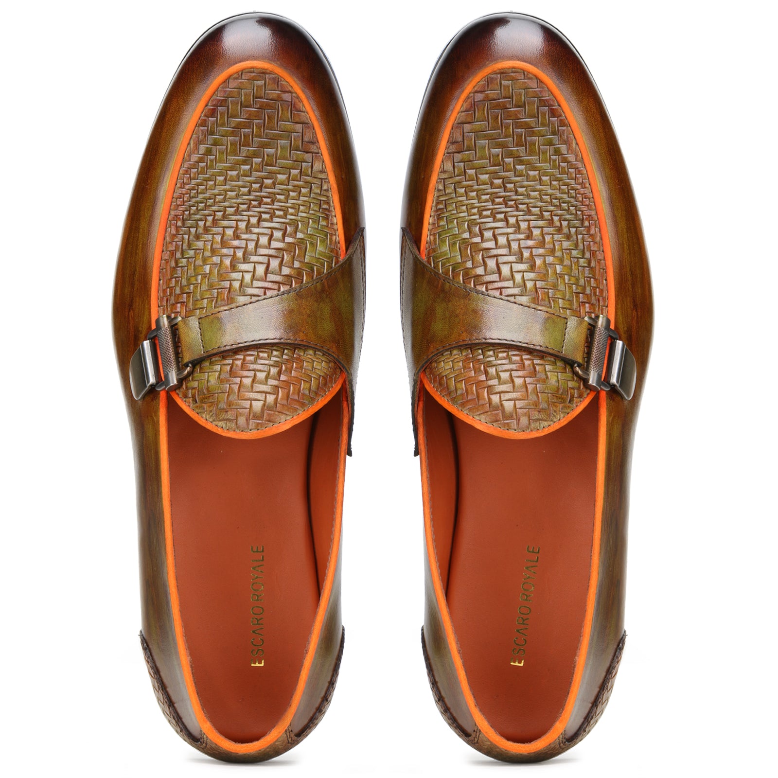 Raven Weave Buckled Loafers in Tan