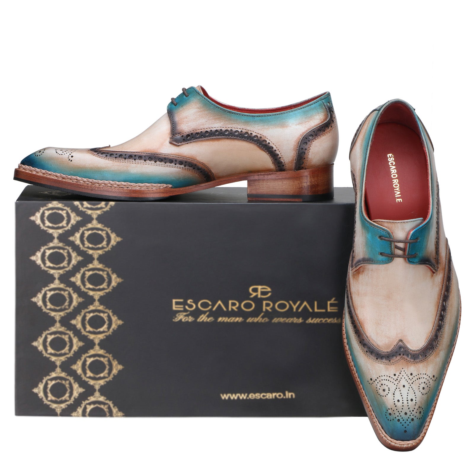 Escaro Royale Handmade Premium Derby Shoes (Gilardo, Grey)