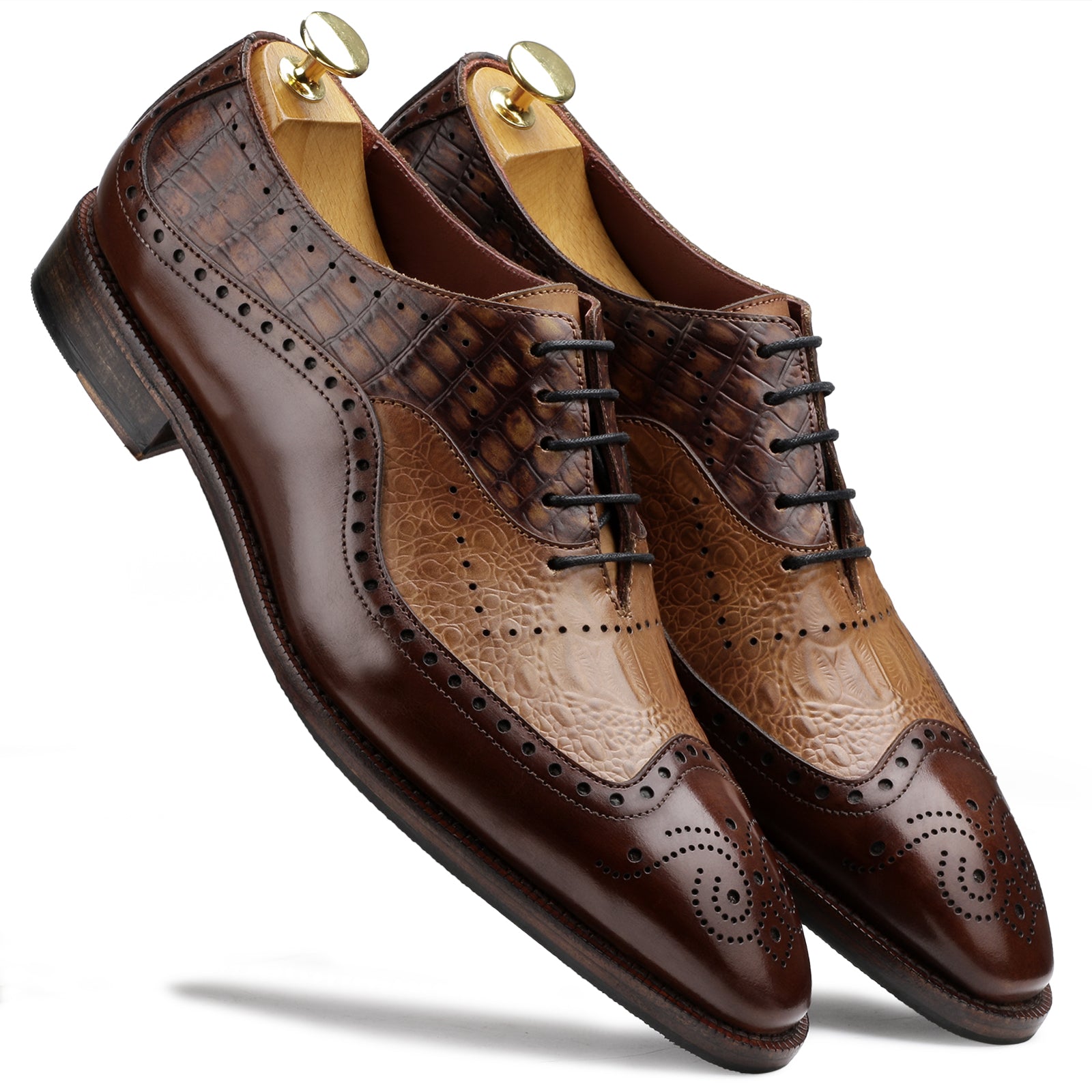 The Cabot Triple Textured Oxford in Brown and Tan