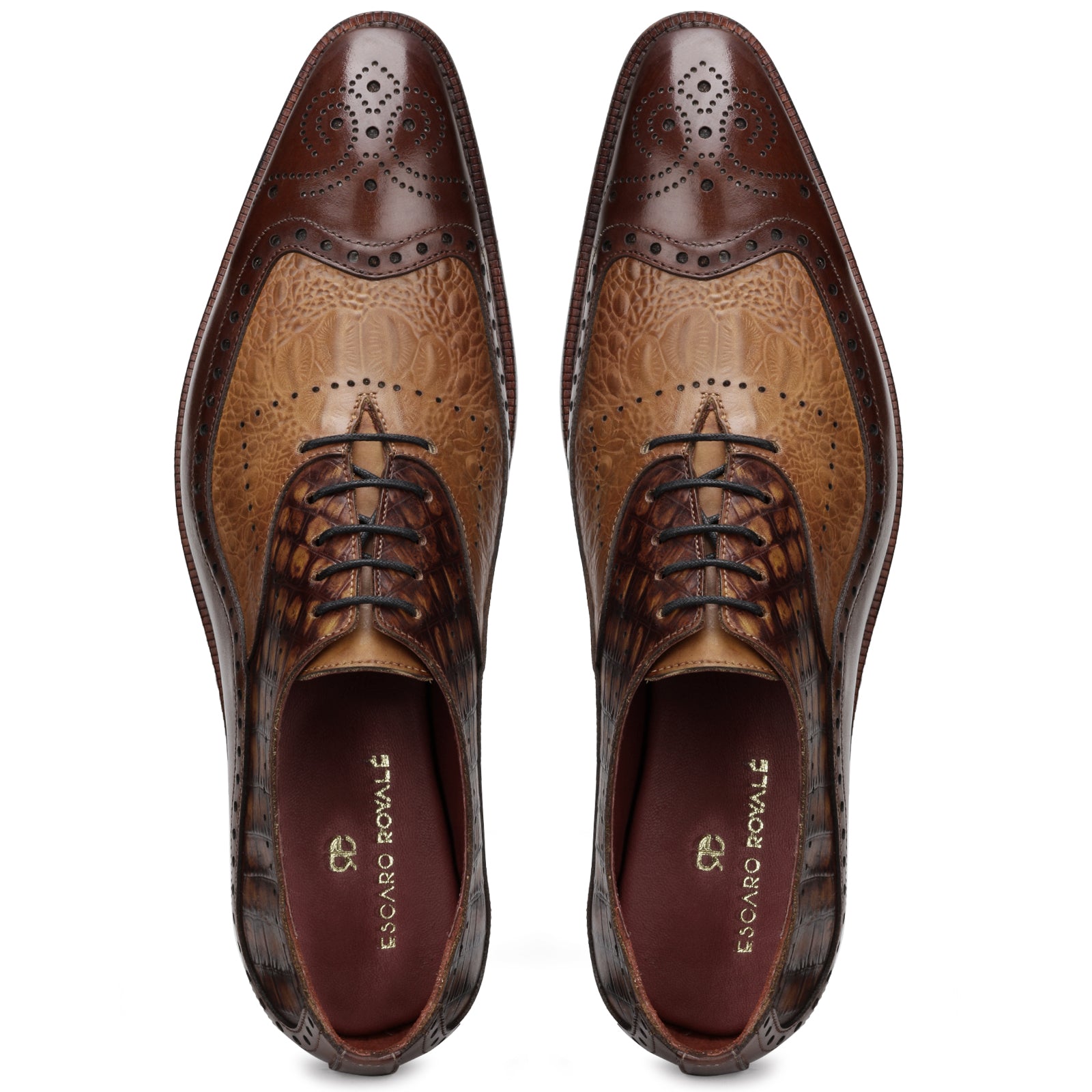 The Cabot Triple Textured Oxford in Brown and Tan