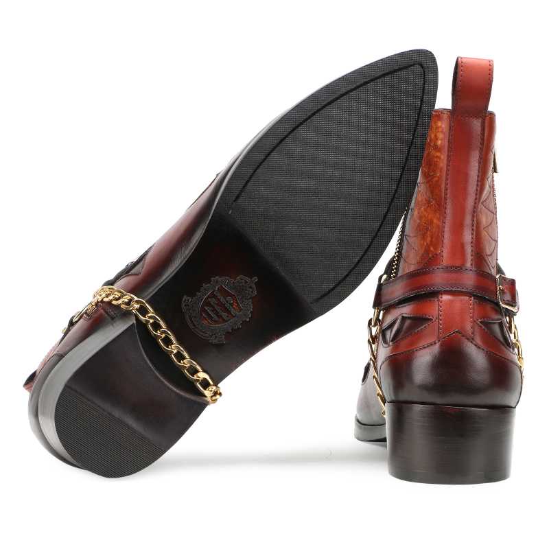Santiago Goodyear Welted Cowboy Boots in Brick-Brown with Cuban Heel