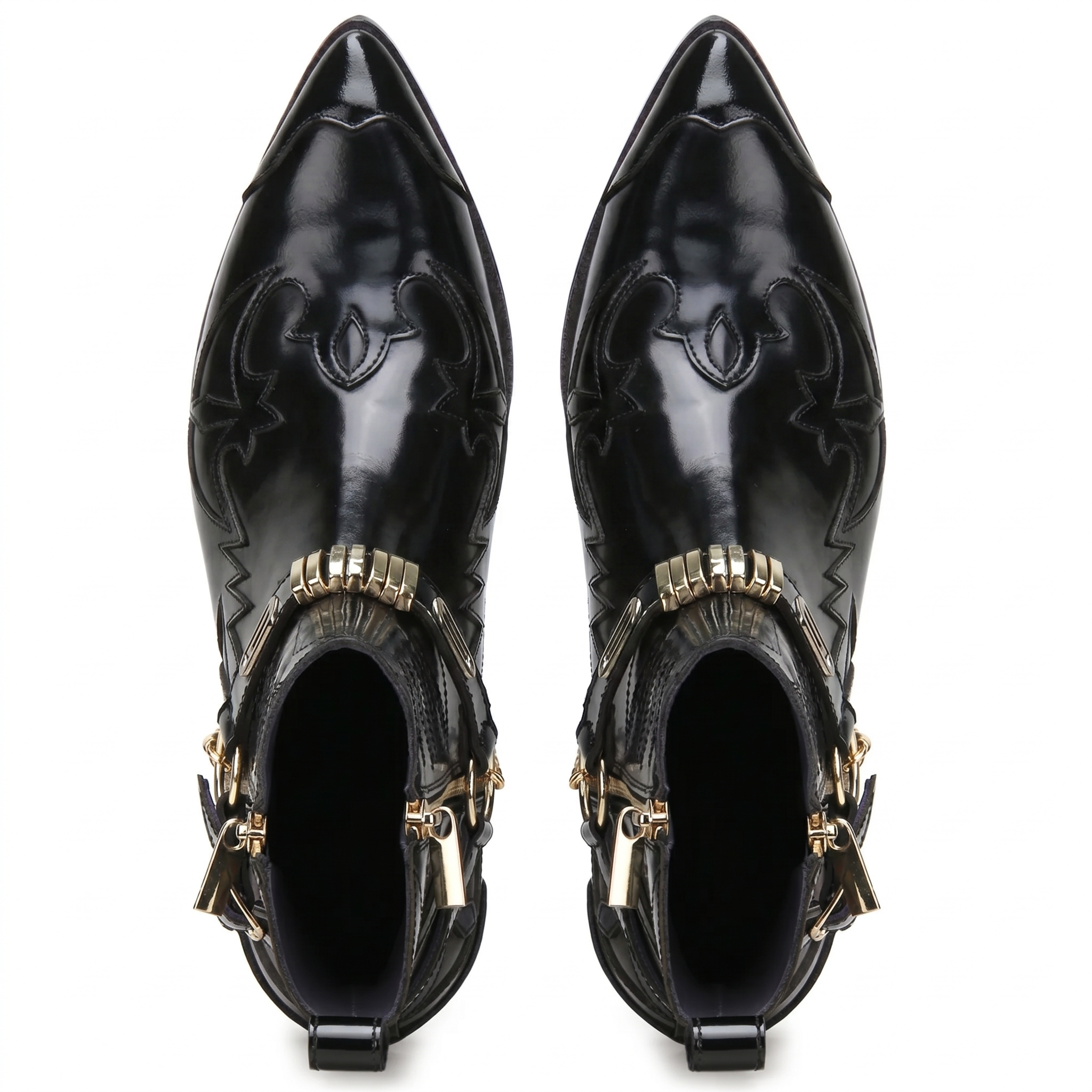 Santiago Goodyear Welted Cowboy Boots in Black with Cuban Heel